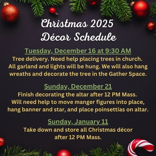 Christmas Decor Schedule